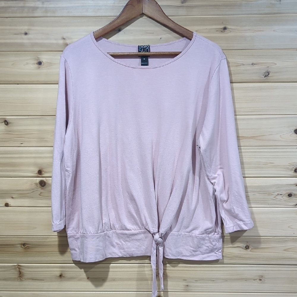 Clara Sun Woo Top Womens 1X Pink Casual Top‎